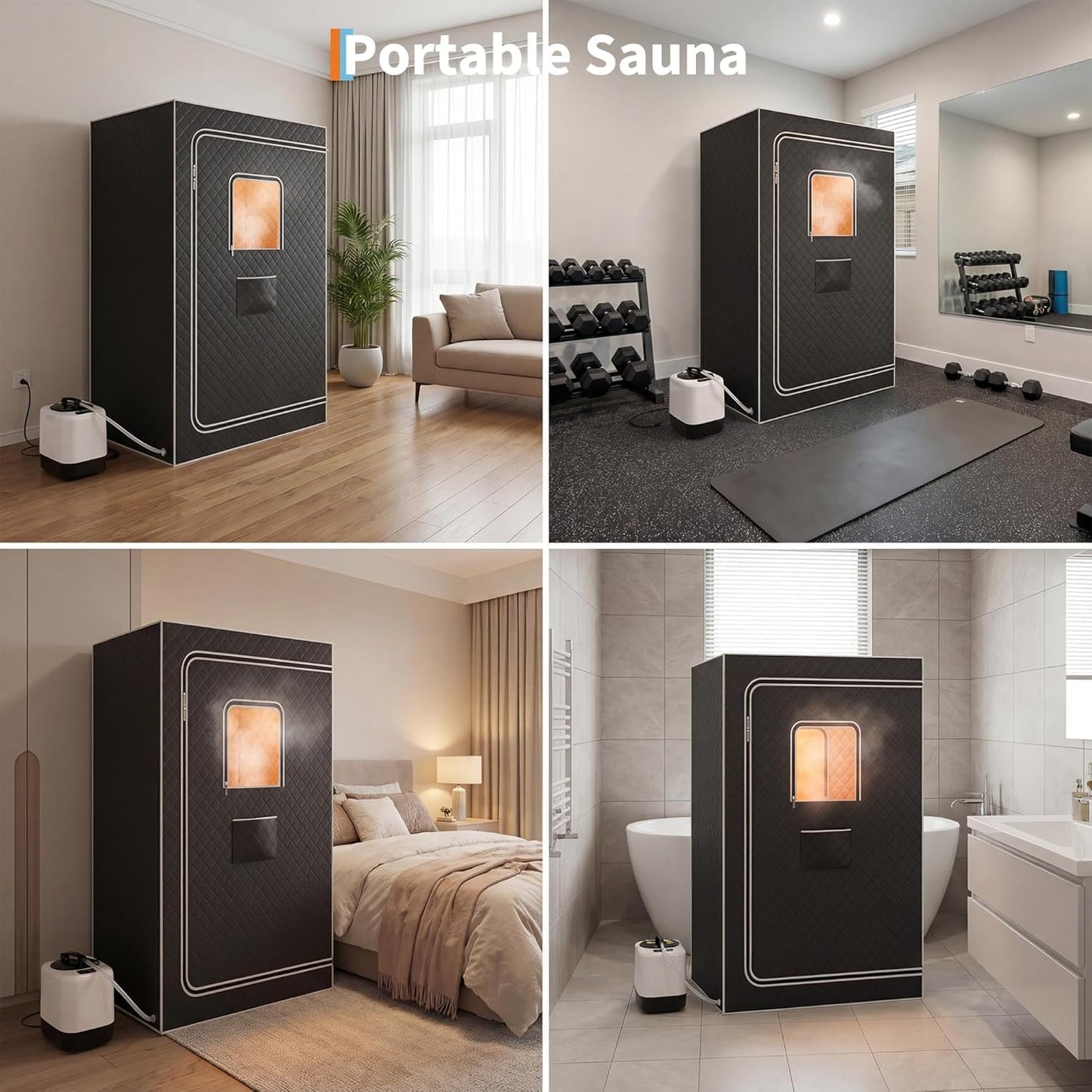 Upgraded 2 Person Portable Infrared Sauna Box – 4L 1500W Steamer, Full Body Home Spa, 99-Min Timer, Explosion-Proof Zip, Collapsible Chairs, Remote Control, Indoor/Outdoor, Silver Coated, 120*80*160cm