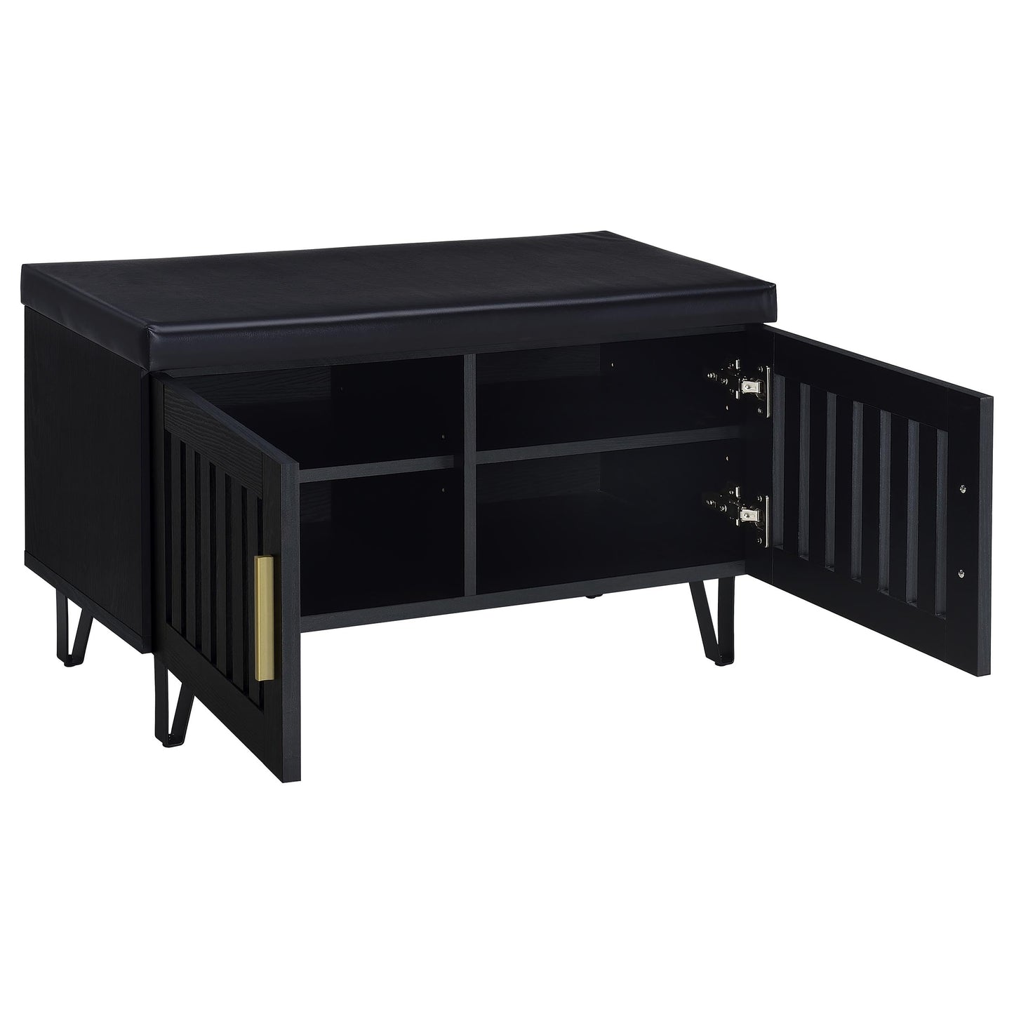 Coaster Home Furnishings Brixton 2-Door Padded Entryway Shoe Storage Bench Black