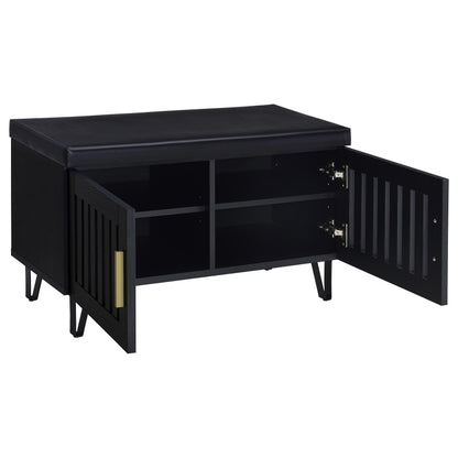 Coaster Home Furnishings Brixton 2-Door Padded Entryway Shoe Storage Bench Black