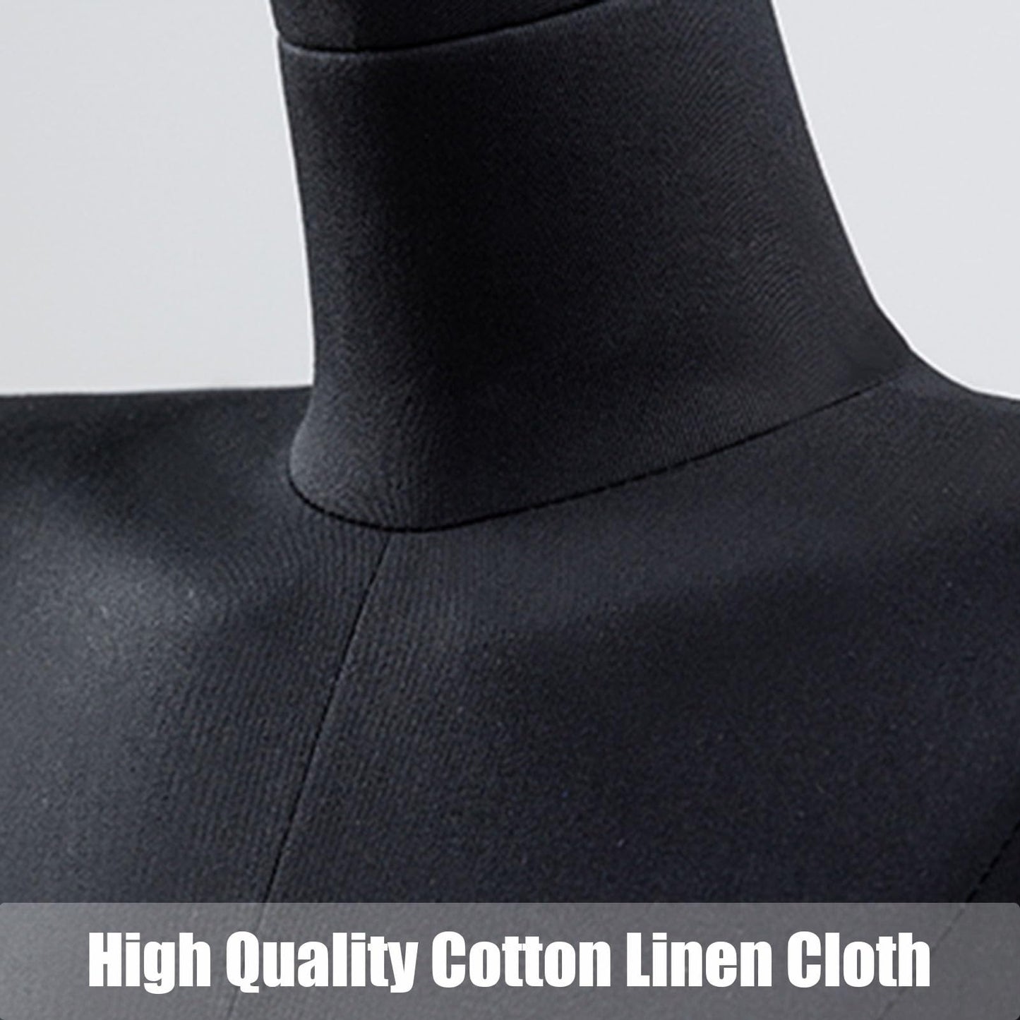 Adjustable Black Dress Form Mannequin with Metal Stand - Tailor's Dummy for Clothing & Jewelry Display, 3 Styles (C & Flax) - Ideal for Fashion Design, Retail & Sewing Projects