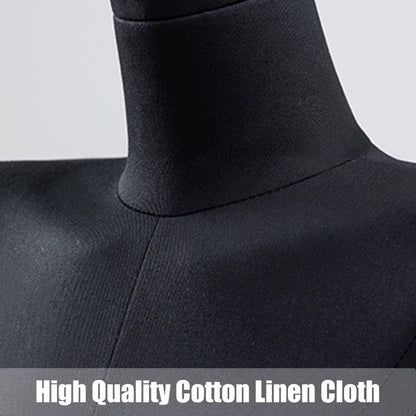 Adjustable Black Dress Form Mannequin with Metal Stand - Tailor's Dummy for Clothing & Jewelry Display, 3 Styles (C & Flax) - Ideal for Fashion Design, Retail & Sewing Projects
