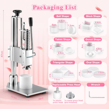 Bonoutil Bath Bomb Press Machine with 6 Molds, Heavy Duty Adjustable Height Bath Bomb Machine DIY Soap Press