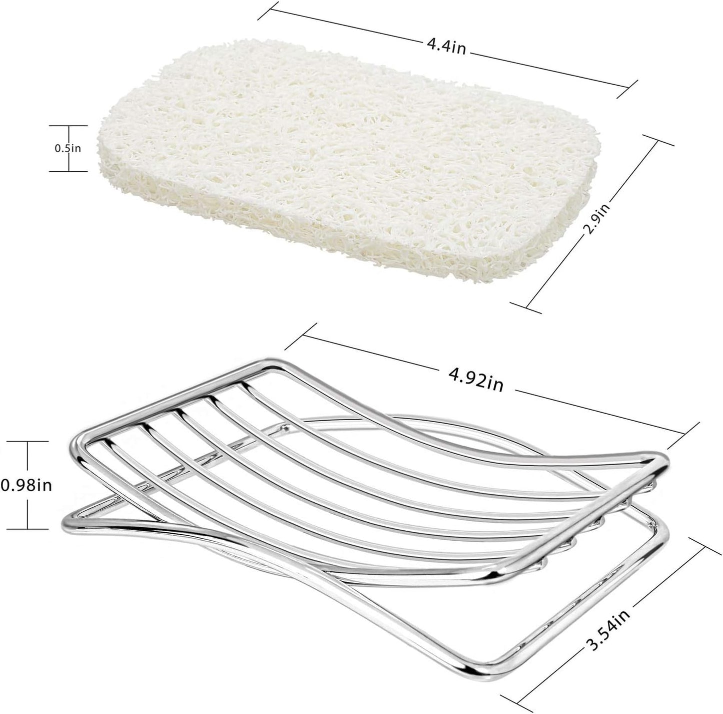Stainless Steel Soap Dish - Self-draining Bar Soap Holder for Shower & Bathroom, Easy Cleaning Quick Dry with White