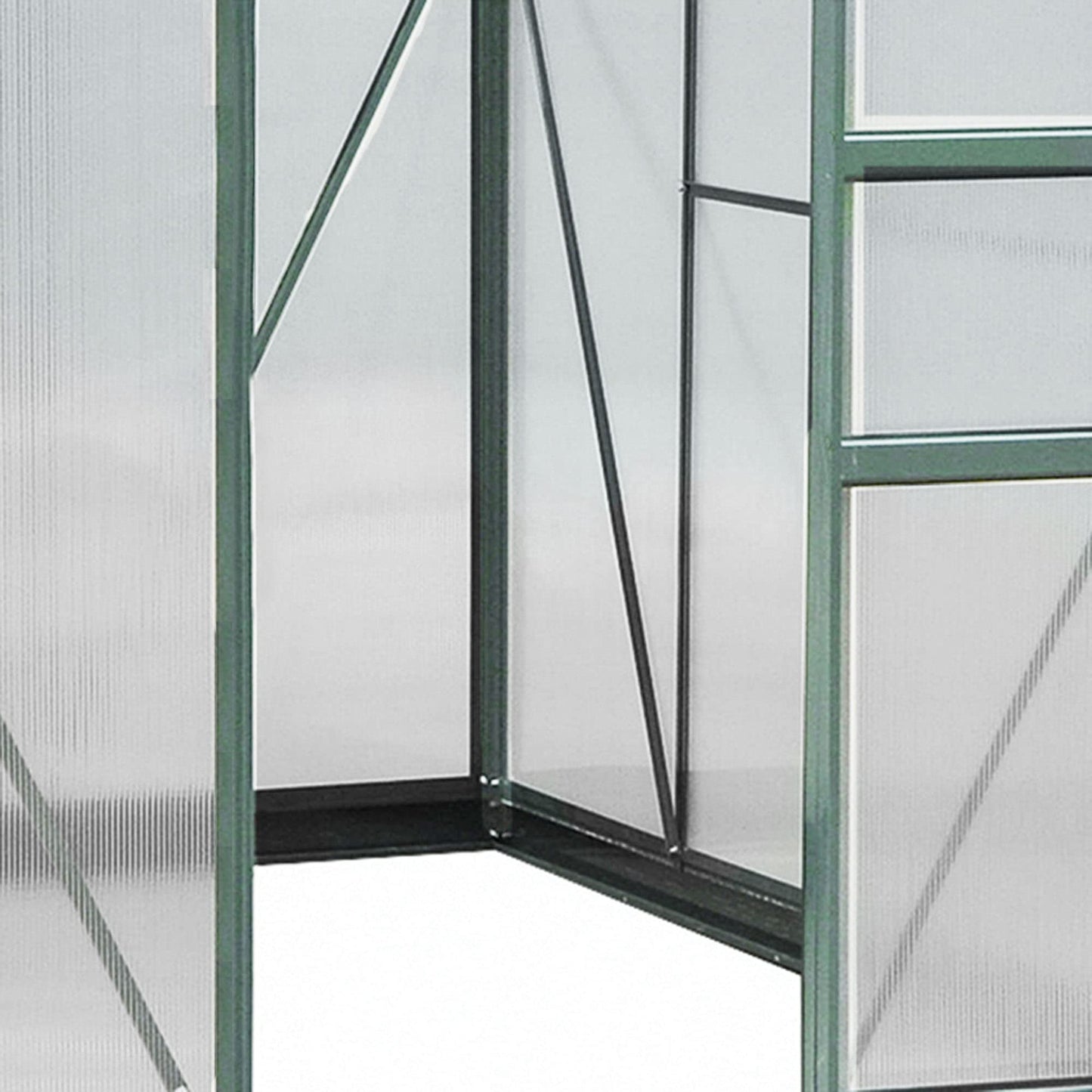 Outsunny 6' x 8' Greenhouse for Outdoors, Polycarbonate Greenhouse with Rain Gutter and Roof Vent, Aluminum Walk-in Green Houses with Push Door for Outside for Patio Backyard Garden, Dark Green