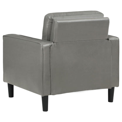 Coaster Home Furnishings - Ruth - Track Arm Accent Chair with Gray Faux Leather Upholstery, Foam Cushion and Tapered Legs - Living Room - Gray - 508367