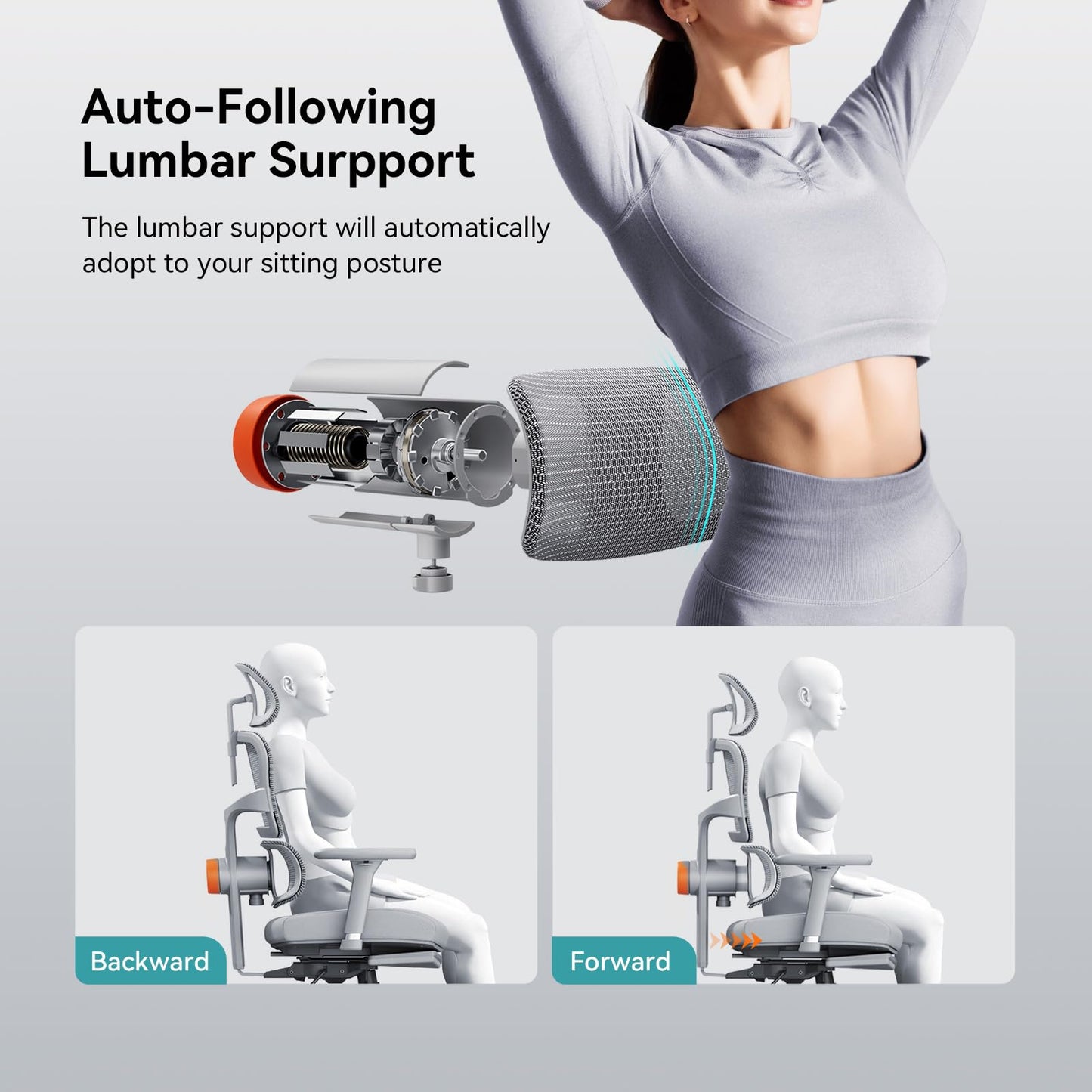Newtral Ergonomic Office Chair with Auto-Following Lumbar Support, 136° Recline, Computer Desk Chair with 4D Armrests & Adjustable Headrest