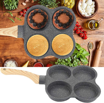 Egg Frying Pan, 4 Hole Non-Stick Omelet Pan, Easy Clean Aluminium Alloy Cooker for Breakfast