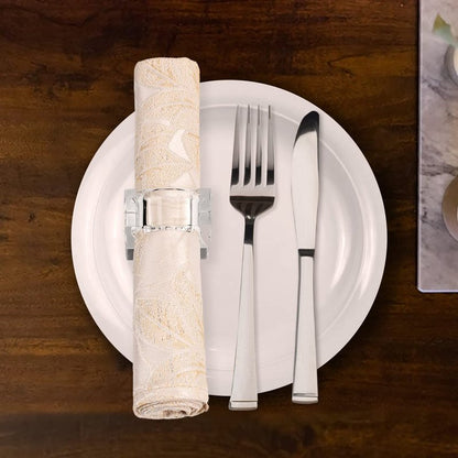 Kitcom Mini Napkin Rings Set of 12 Square-Shaped, Crystal Napkin Ring for Thanksgiving, Christmas, Family Gathering, Wedding Reception, Clear with Gift Box