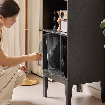 rG5iVb0 CD Storage Rack Multi-functional Vinyls Record Storage Cabinet Wooden Display End Table for Living Room Bedroom