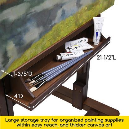 MEEDEN Extra Large H-Frame Studio Easel - Solid Beech Wooden Artist Professional Heavy-Duty Easel, Painting Art Easel Stand with 4 Premium Locking Silent Caster Wheels, Hold Max 82", Walnut