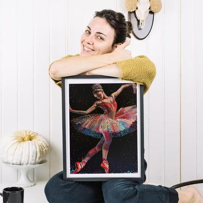 HMDIIMGE Dancing Ballet Girl Shining Dress DIY 5D Diamond Paint Kits for Adults Easy for Beginner Round Full Drill Diamond Art Painting Gems Mosaic Craft for Home Decor 12x16 inch