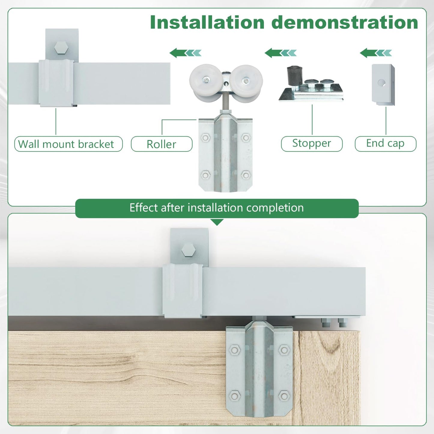 DIYHD 16FT Raw Material Exterior Box Track Double Sliding Barn Door Hardware,Heavy Duty Wall Mount Box Track Kit for Outdoor Use,MAX Load 300lbs,Kit to Hang 2 Doors(Fit 48" X 2 Door)
