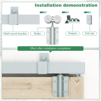 DIYHD 16FT Raw Material Exterior Box Track Double Sliding Barn Door Hardware,Heavy Duty Wall Mount Box Track Kit for Outdoor Use,MAX Load 300lbs,Kit to Hang 2 Doors(Fit 48" X 2 Door)