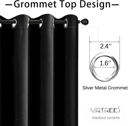 MRTREES Blackout Valance Curtain Kitchen Tiers, Room Darkening Short Cafe Curtains Set (2 Panels, 34x18)