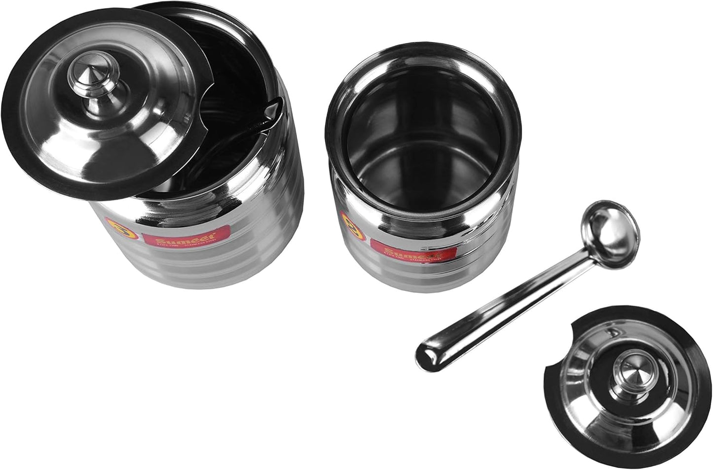 Sumeet Stainless Steel Oil and Ghee Pot Set - No. 2 (350ML) & No. 3 (500ML)