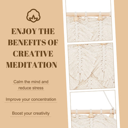 FREEBLOSS 2 Set DIY Macrame Leaf Wall Hanging Kit Macrame Feather 100M Macrame Cord and 20Pcs Wooden Beads Boho Macrame Wall Hanging Decor Macrame DIY Kit Handmade Gift for Mom Girls
