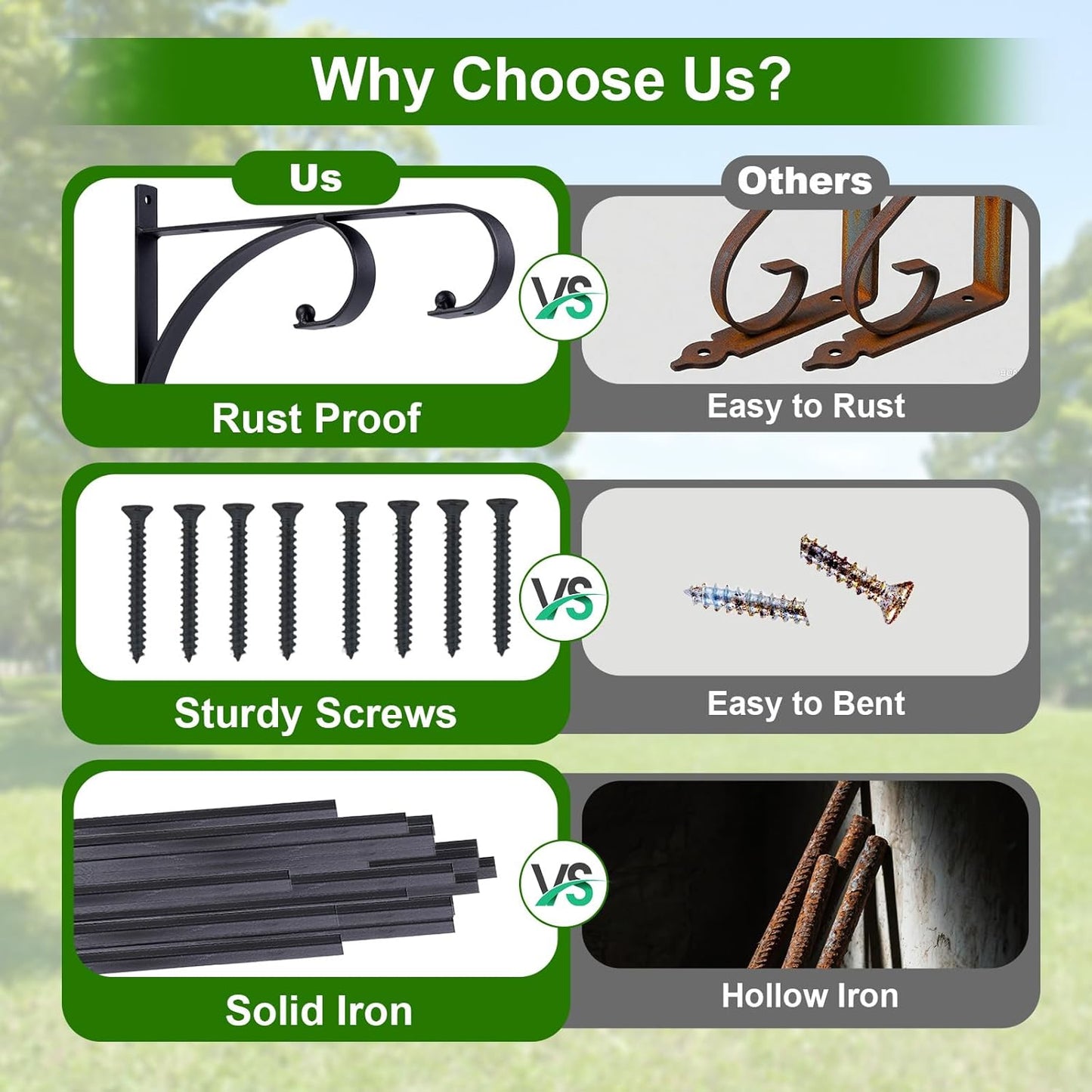 Skiennix 10-Inch Plant Hangers - Decorative Iron Hooks for Indoor/Outdoor Plants | 4-Pack