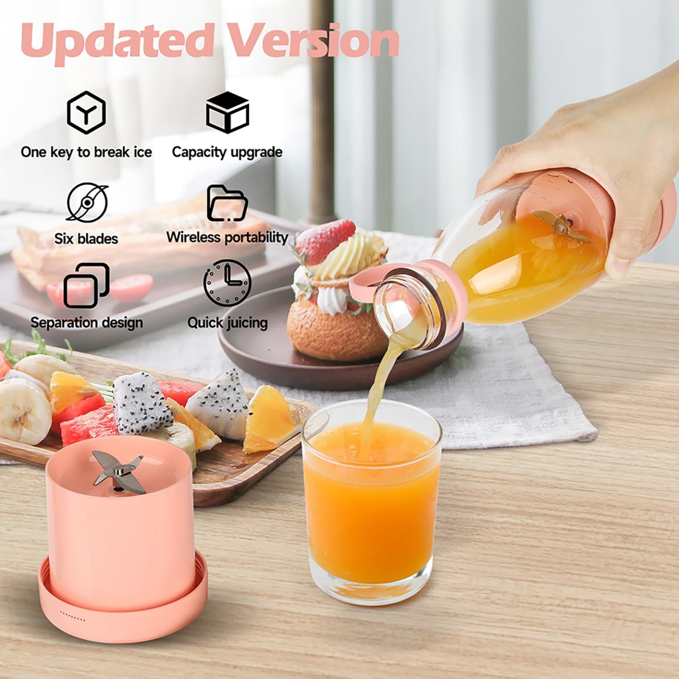 Personal Size Blender, Portable Battery Powered USB Blender, Hand Blender, Cup Blender