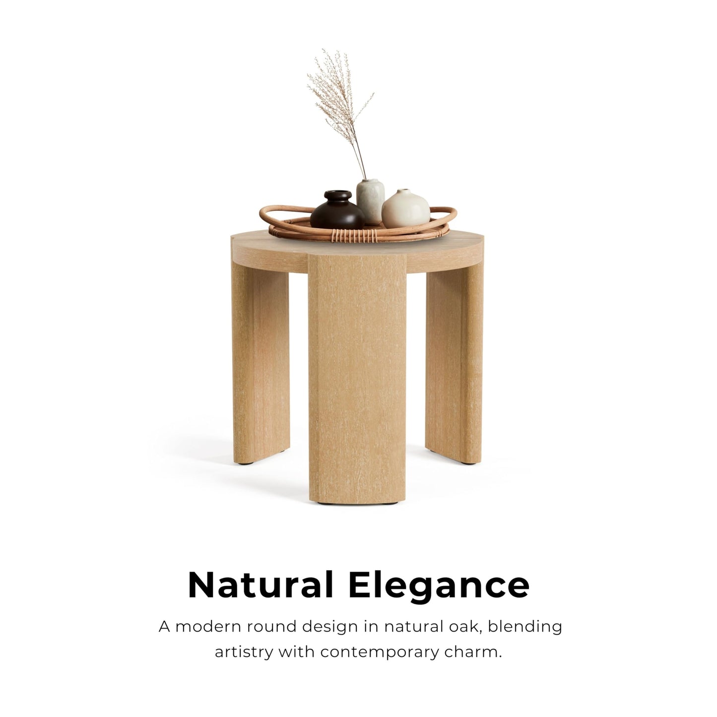 Furniture of America Carys Modern Solid Wood 2-Piece Coffee Table and End Table Set with Plinth Base, Living Room Furniture for Small Space, Home Office, Oak