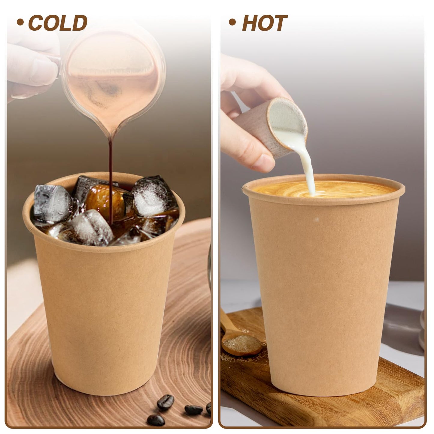 BYSNOW 300 Pack 12 oz Paper Coffee Cups, Disposable Kraft Coffee Cups, Hot/Cold Drinking Cup for Water, Coffee, Juice