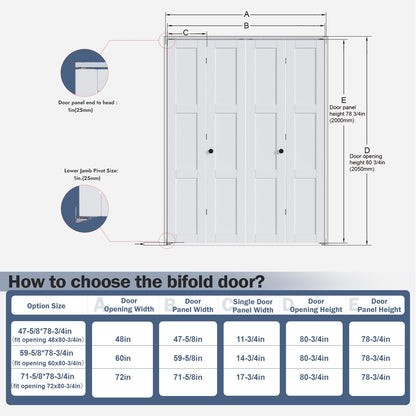 Roymelo White Bifold Doors for 72"×80" Opening, Sliding Interior Closet Folding Barn Door Slab with 6FT Concealed Hardware Kit Included, 3-Panel, MDF Wood Panel Covered with PVC Surface