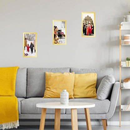 JCJMY Gold Picture Frame 6x11 - Versatile Wall & Tabletop Display with Shatter-Resistant Plexiglass
