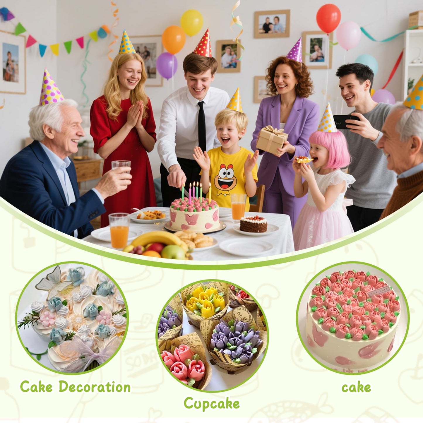Suuker 27 Pieces Russian Piping Tips Set, Cake Decorating Tips Baking Supplies for Cupcake Cookies Birthday Party (12 Icing Tips 10 Pastry Baking Bags 2 Leaf Piping Tips 2 Couplers 1 Silicone Bag)
