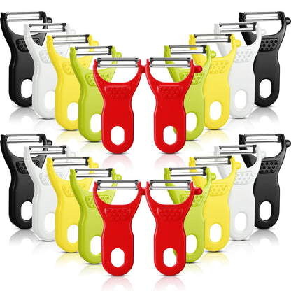 Leriton 20 Pack Original Vegetable Peelers, 5 Colors Dual Blade Peeler for Potatoes, Carrots, Cucumbers, Bulk Kitchen Tools for Home, Restaurants, Meal Prep (black, white, red, yellow, green)
