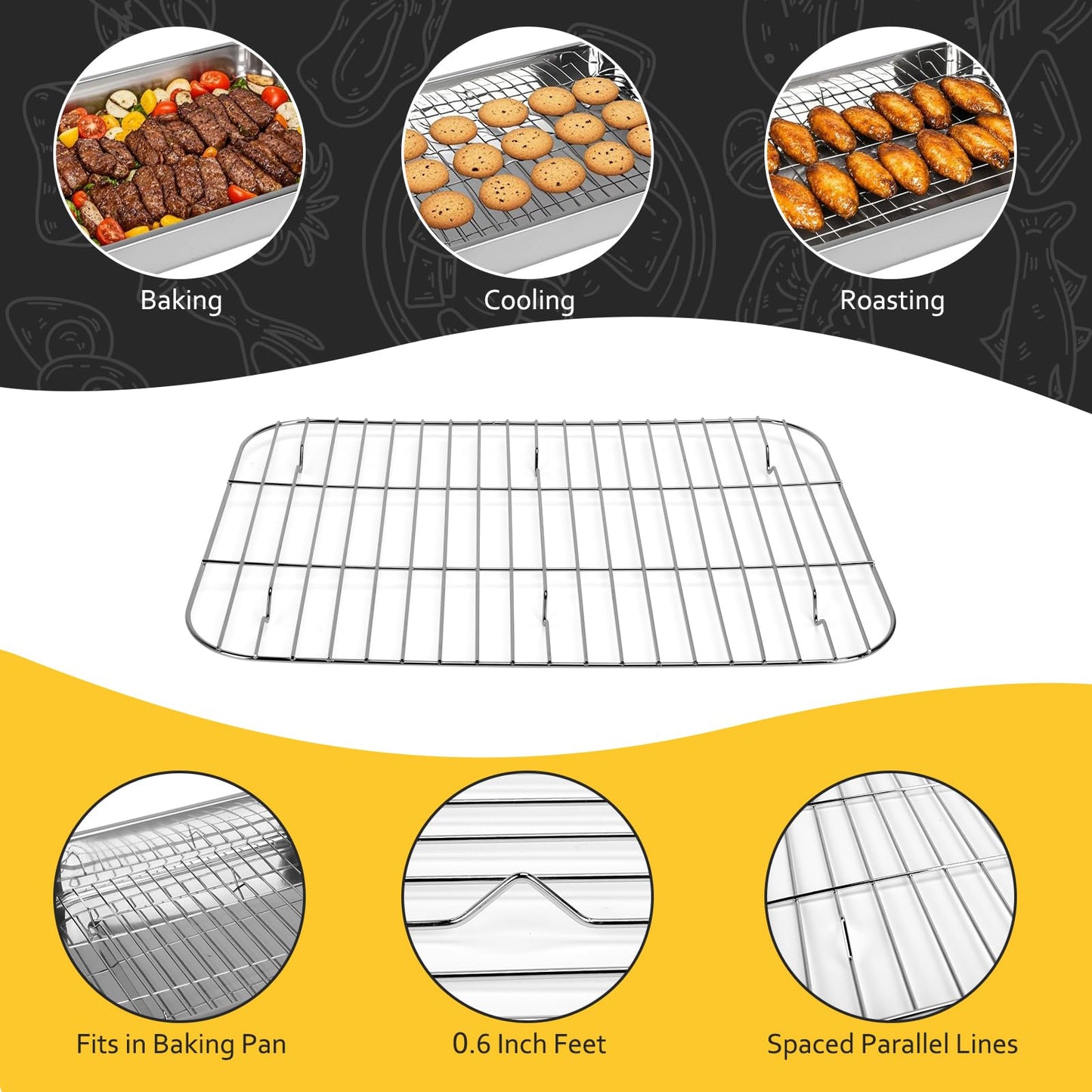 2 Pcs 12.7"15.5" Stainless Steel Roasting Pans with Handles, Baking Pan for Oven with 2 Pcs Flat Racks, Heavy Duty, Dishwasher Safe Rectangular Lasagna Pan with Handles for Turkey Chicken, Silver