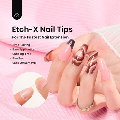 Beetles Gel Nail Kit Short Almond, 240Pcs Easy Nail Extension Set Shaped Clear Tips with 5 in 1 Nail Glue Base & Top Coat and Mini UV Lamp, Nail Tips Art Acrylic Nail Kit Gifts for Women