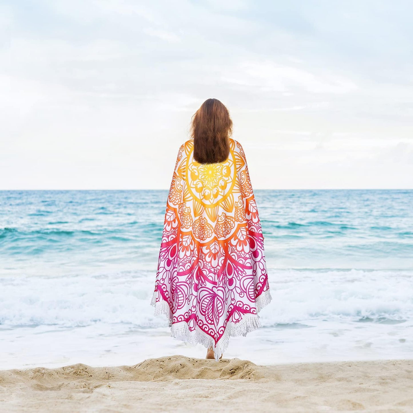 Tassels,59'',Purple Large Microfiber Boho Mandala Beach Towel Round Bohemian Beach Blanket Hippie Indian Throw Blanket