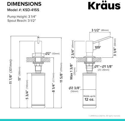 KRAUS Kitchen Soap and Lotion Dispenser, Stainless Steel, KSD-41SS