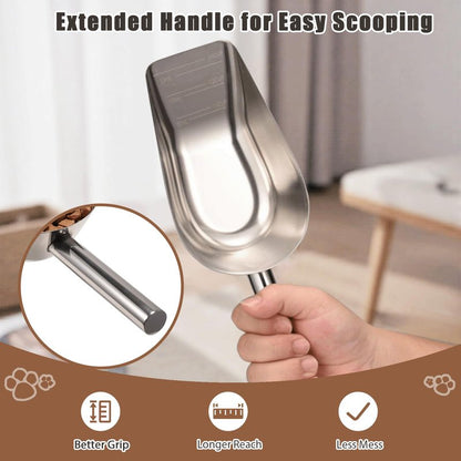 Mutclord Pet cat-dog food-scoop measuring cup - Food-grade 304 stainless steel material | 3/4 Cup capacity | Precision scale measurements