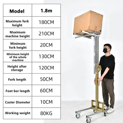 Hanging Cabinet Lifter, Manual Pallet Stacker, Plaster Board Panel Hoist Jack Tool, Height Adjustable, 80kg Capacity, for Commercial Warehouse Factory Building Installation Work(S)