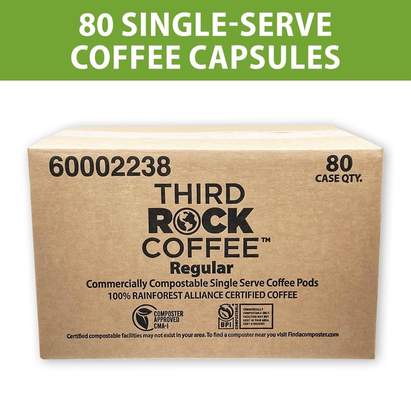 Third Rock Dark Roast Compostable Coffee Pods – 80 Count – 100% Rainforest Alliance Certified Coffee