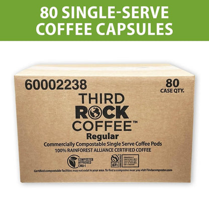 Third Rock Dark Roast Compostable Coffee Pods – 80 Count – 100% Rainforest Alliance Certified Coffee