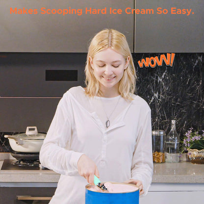 LT LAUDTEC Heated Ice Cream Scoop, Rechargeable Electric Warming Scooper, LED Display, Heats to 158F, IP67 Waterproof, Easy for Seniors & Kids (Blue)