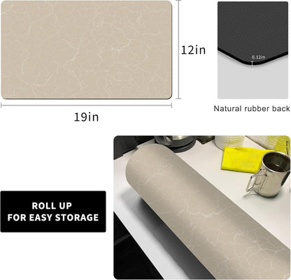 Coffee Maker Mat for Countertops - 19"x12" Rubber Backed Table Mat Under Appliance, Kitchen Counter Coffee Dish Drying