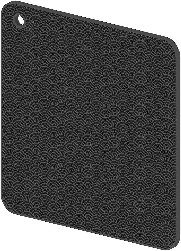 Silicone Trivets Mats for Hot Pots and Pans, Non-Slip Heat Resistant Hot Pads Set of 2, Black