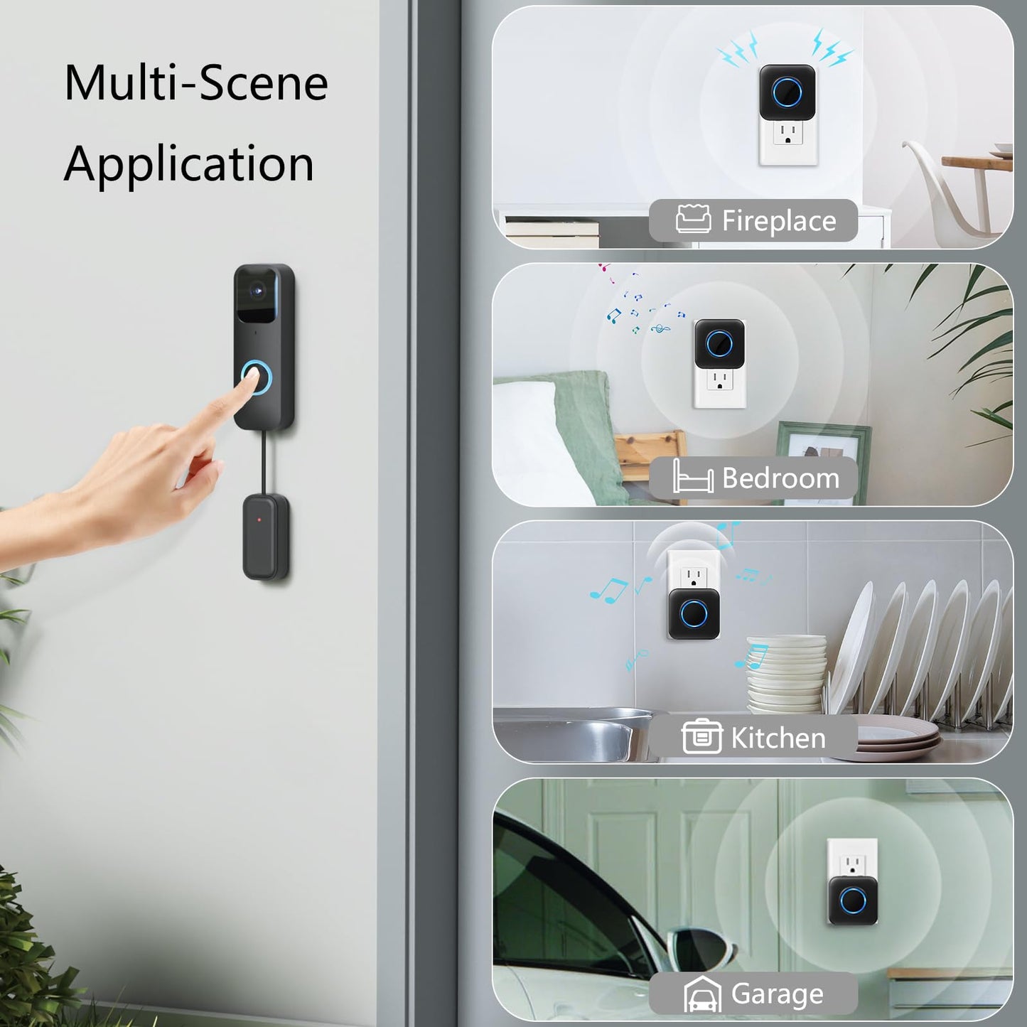 Satisure Wireless Doorbell Chime Video Doorbell Extender - Compatible with Blink Video Doorbell and Blink Video Doorbell (2nd Gen) (1 Video Doorbell Extender 2 Receiver）