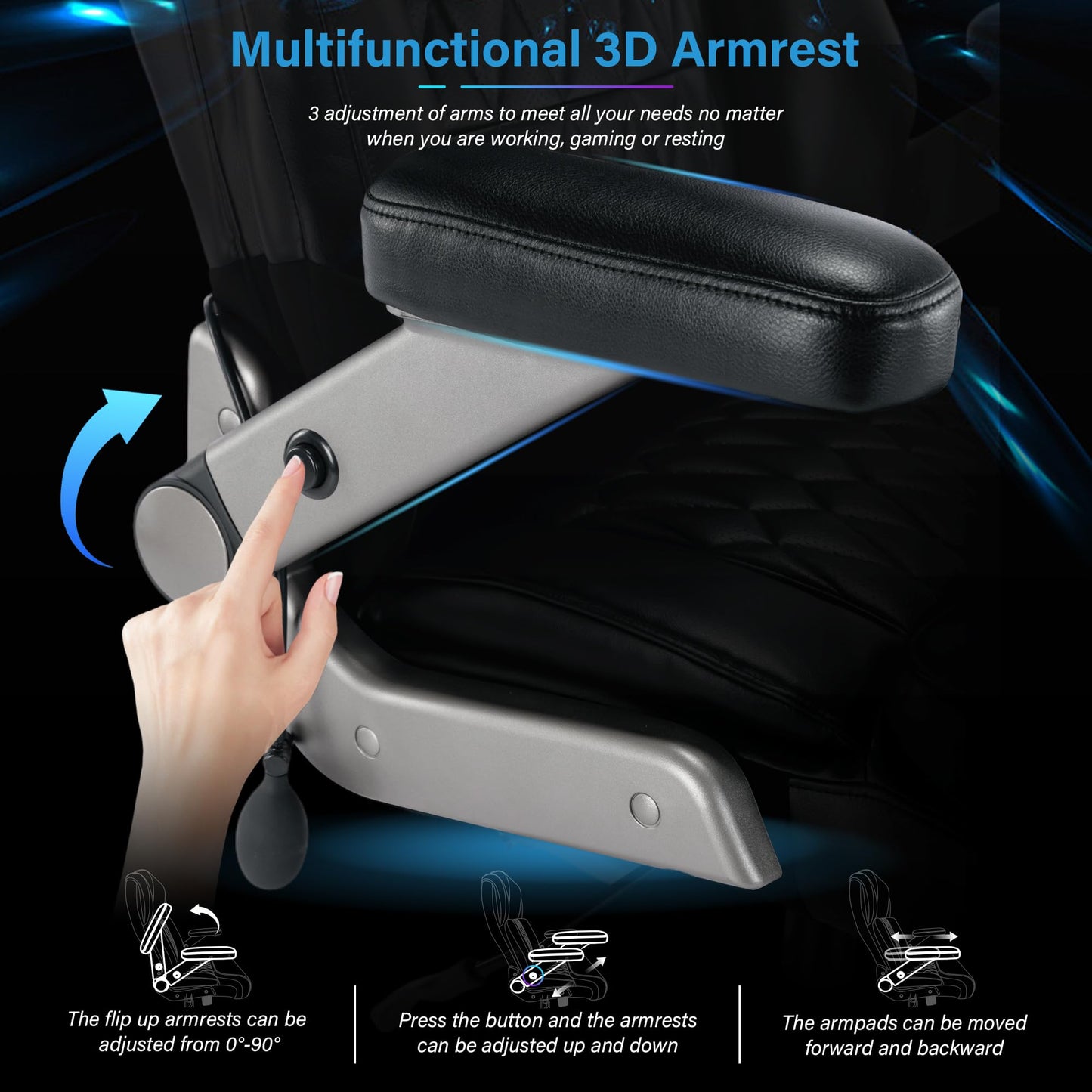 Big and Tall 700lbs Office Chair - Adjustable Lumbar Support 3D Flip Arms Heavy Duty Metal Base&Wheels, High Back Large Executive Computer Desk Chair, Thick Padded Ergonomic Design for Back Pain
