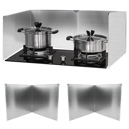 Amundo 2 Pieces Grease Splatter Guard 2 Sided Foldable Stainless Steel Splatter Guard Oil Splash Guard for Grease Stainless Steel Backsplash for Stove Frying Pan Splatter Guard (15.7" X 11.4")