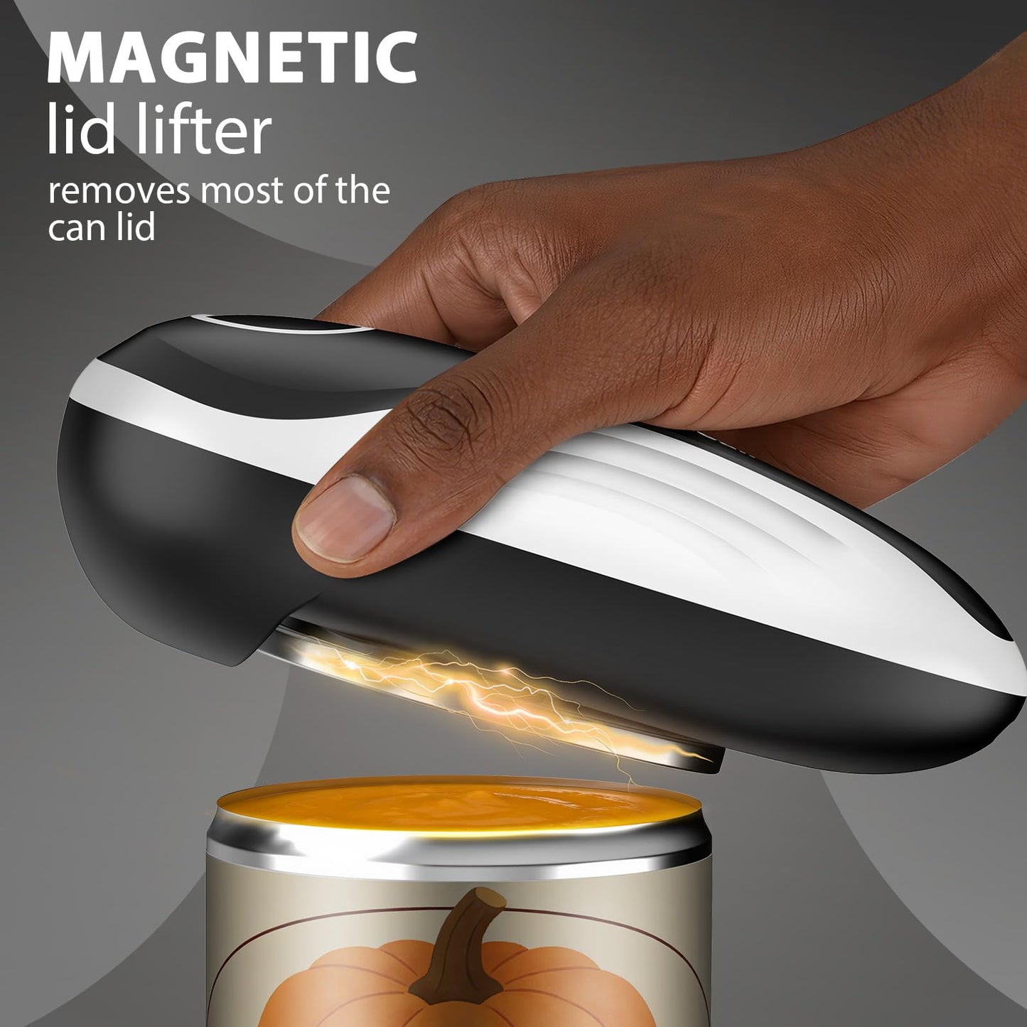 Can Opener Electric, Rechargeable One Touch Automatic Can Opener, Side Cut Smooth Edge Hands Free, Fits All Can Sizes, Safe Kitchen Gadget Easy Use Tool for Seniors with Arthritis, Quick Open (Black)
