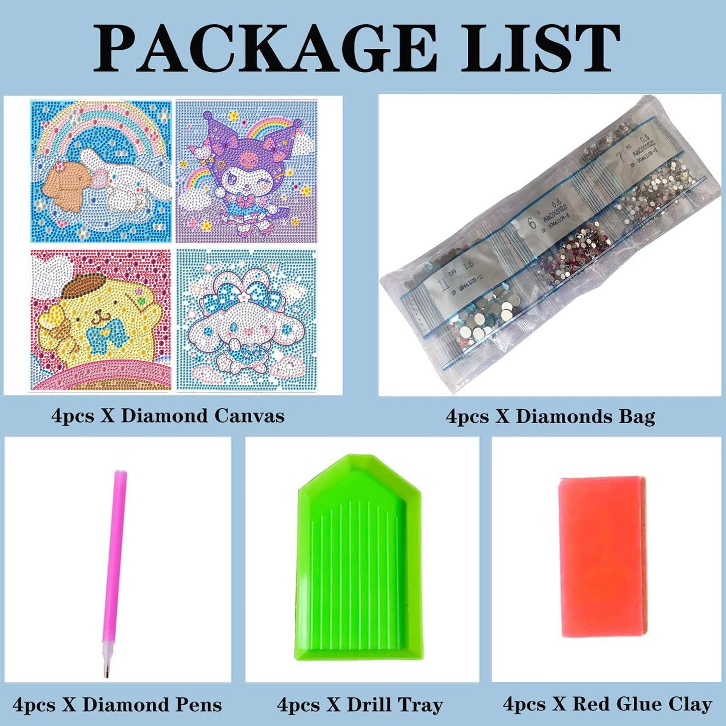 Diamond Art Kits for Kids - 4 Pack Diamond Art Painting Kits - Arts and Crafts for Kids Ages 8-12 - Diamond Art Mosaic Kits - Crafts for Girls 8-12 - GEM Art for 5 6 7 9 10 Year Old Girl Boys Gifts