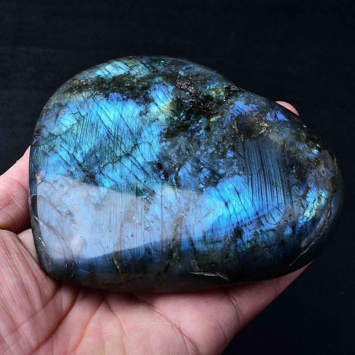 Extra Large Heart Crystal Stones Healing Crystal Palm Polished Love Shaped Gemstones Blue Labradorite Heart Rock Meditation Gift 3.0-3.5 Pounds