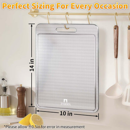 100% Pure Titanium Cutting Board with Groove, Scratch Resistant Chopping Board with Non-slip Pad for Kitchen, Titanium Cutting Boards for Vegetables and Meat, Dishwasher safe