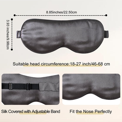 ZIMASILK Adjustable 100% 22 Momme Mulberry Silk Sleep Mask for Sleeping, Filled with Premium Mulberry Silk, Softest & Breathable Blackout Eye Sleeping Mask (Black)