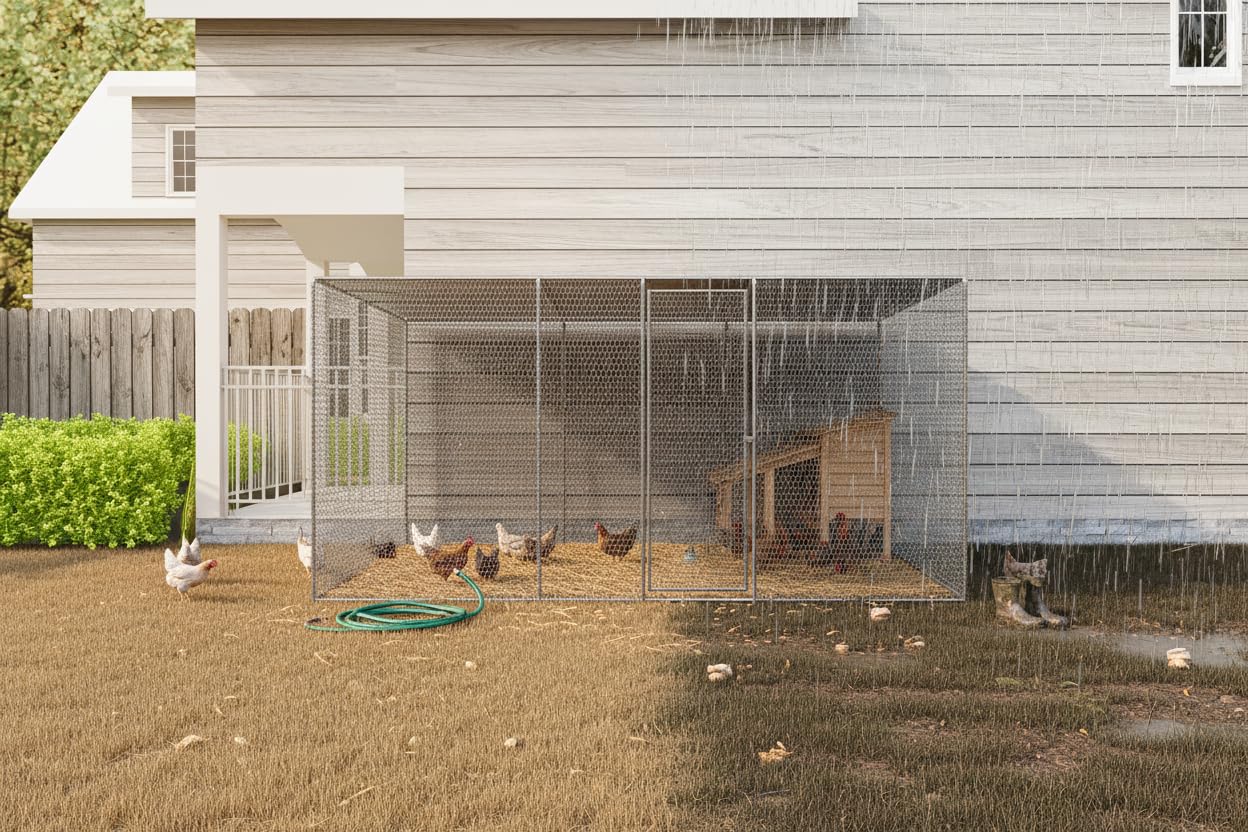 YOPTO Large Chicken Coop 13x8x6.5FT,Walk-in Duck Coop Run Pen with Roof Cover and Automatic Lock,Metal Pet House Cage for Outdoor,Yard,Silver
