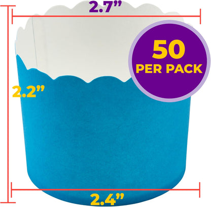 DecoPac Blue Scalloped Baking Cups, 50 Count, Perfect for Delicious Cupcakes, Oven Safe Cases