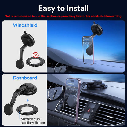 Magnetic Phone Holder for Car, [ Powerful Magnets & Military-Grade Suction] Car Phone Holder Mount Dashboard Windshield Cell Phone Holder Phone Stand for Car iPhone Android Automobile Cradle